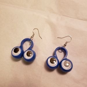 Handmade Blue Monster Googly Eye Earrings